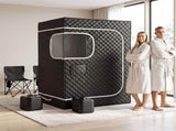 Devanti Portable Steam Sauna Tent 2 Person 1000W 3L Steamer Home SPA 60Min Timer ST-SAU-2P3L-180-BK