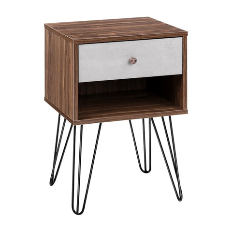 Artiss Bedside Table 1 Drawers with Shelf - LARS FURNI-G-IND-BSIDE-01-WD