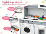 Keezi Wooden Play Kitchen Pretend Kitchen 82cm Kids Toy Food Set Grey PLAY-WOOD-MICROWAVE-GY