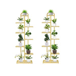 SOGA 2X 8 Tier 9 Pots Gold Metal Plant Stand Flowerpot Display Shelf Rack Indoor Home Office Decor FPOTH16X2