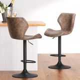 Artiss 4x Bar Stools Vintage Leather Gas Lift Brown BA-K-9977-BRX4