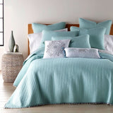 Jenny Mclean Clavo Pompom Blue 3 Piece 100% Cotton Coverlet Set Super King V442-RAN-COVERLET-CLAVOPOMPOM-BLUE-SK