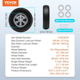 VEVOR Solid PU Run-Flat Tire Wheel, 254 mm, 2-Pack, 81.6 kg Dynamic Load, 99.8 kg Static Load, Flat V952-FPLJAZPU180LBKDVKV0
