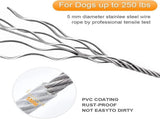 Dog leash cable - 5mm * 3m - stainless - silver - dog chains - with double fastening stainless V1188-NK-BOL-635