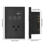 2.4GHz WiFi Wall Touch Light Switch with Type-C USB Power Outlet Neutral Wire Required 2 Way Control V1294-YM0901-HS7880BUS-2