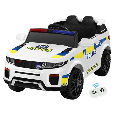 Rigo Kids Electric Ride On Patrol Police Car Horn Music Remote White RCAR-POLICE-RGROVER-N-WH