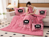Bean Pink Padded and Thickened Elf 2-in-1 Foldable Car Pillow Blanket - Cozy 40x40cm Pillow, Unfolds V888-ELOSUNG33350