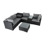 7PC Outdoor Wicker Loveseat Setting with Storage Corner V264-OTF-530S-BLK-OTF-508-BLK