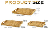 Woven Bread Baskets Rectangle Tabletop Storage, Serving Tray for Gifts, Poly Wicker Rattan Display V1369-AZ3-W-21584