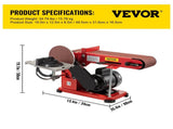 Belt Sander 4" x 36", Disc Combo Sander 6",Electric Adjustable Bench Belt Sander 375W,Grinder Bench V952-915BD-46NSDJ00001V3