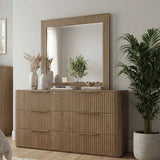 Solid Rubber Wood Dresser with Mirror in Oak colour V43-DRS-ARLO-OK