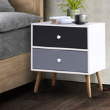 Artiss Bedside Table 2 Drawers - BONDS White FURNI-E-SCAN-BS03-WHBK