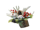 35cm Tabletop Xmas Tree Bark Wooden Barrel Decoration Artificial Bouquet Ornament for Home Hotel V1294-YM0901-3115240094712