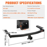 Class 3 Trailer Hitch, 2-Inch Receiver, Q455B Steel Tube Frame, Compatible with 2020-2023 Toyota V952-GGLJQTG2YCTOVCHLXV0