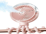 Portable Misting Stroller Fan with 4 Speeds & 360&deg Adjustable Tripod, Quiet Rechargeable Baby Fan V1107-CS-MNBZYFSF