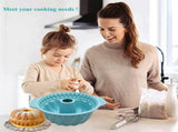 Silicone Fluted Pans, Non-stick with Sturdy Handle, Baking Molds, Perfect Bakeware for Cake, Jello, V1370-AZ4-06536