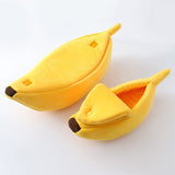Yellow Cozy Banana Peel Pet Bed - Plush & Warm Cave House for Cats & Small Dogs V888-ELOSUNG27452