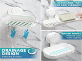 2 Pack Soap Dish Suction Cup Soap Holder, Double Layer Strong Sponge Holder for Shower, Bathroom, V1189-LC-AMZ-00270