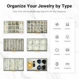 CARLA HOME 6-Layer Large Jewelry Organizer Box for Women with Mirror, Drawers, Hooks & Dividers for V178-36228