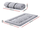 Giselle Bedding 10cm Japanese Floor Mattress Foldable Futon Mattress Washable Cover Straps FM-FUTON-100-10-GY