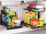 CARLA HOME 2-Tier Kitchen Under Sink Organiser Storage with Height Adjustable, Unique Slide Rail & LSB-36080