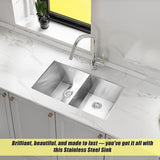 820x457mm Handmade Stainless Steel Undermount / Topmount Kitchen Laundry Sink with Waste V63-772955