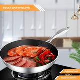 SOGA Stainless Steel Fry Pan 24cm Frying Pan Induction FryPan Non Stick Interior FRYPANNS2870A24CM