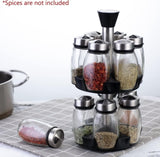 CARLA HOME Rotating Spice Rack Organizer with 16 Glass Jars for Kitchen Seasoning and Herb Storage V178-36163