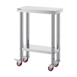 Stainless Steel Work with Wheels 24 x 12 x 32 Inch Prep with 4 Casters Heavy Duty Work V952-SYGZT12X24INDJL01V0