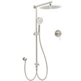 Brushed Nickel Round 12" Rainfall Head Shower Handheld Sliding Rail Arm Mixer 2in1 Set V1233-SC842BSHR002M4CNKSR112NKRD201N