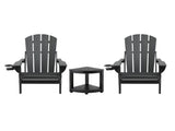 Gardeon Outdoor Table and Chairs HDPE Folding Adirondack Beach Chair Patio Furniture Black FF-BEACH-3HEFD-BK