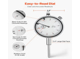 Dial Test Indicator with Metal Base, 0.03 mm Accuracy, 0-25.4mm Range, Easy to Read Large Dial, V952-NJCLGJGJDBFB6AWQ1001V0