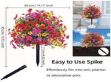 UV Resistant Artificial Outdoor Flowers, 22 Faux Flowers with Ground Stakes for Outdoor Yard & Lawn, V1366-AZ2-W-10802