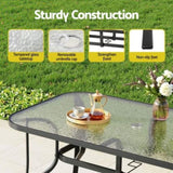 Gardeon 7PC Outdoor Dining Set Table and Chairs Patio Furniture Bistro Set Garden Grey FF-DINING-140-7PCS-GE