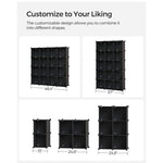 SONGMICS 16 Cube Storage Organizer Storage with Rubber Mallet Black V227-8498402112991