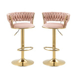 SERENIT Pink Velvet Seat Kitchen Breakfast Bar Stools Counter Height Barstools with Back Cushioned V255-GP1763-PINK