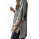 Summer Oversized Side Casual Short Sleeve Basic Tees Light XXL V1369-AZ3-W-12944
