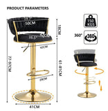 2x Height Adjustable Swivel Bar Stool Velvet Golden Base Barstools Chairs Padded Seat- Beige V255-GP1762-WH