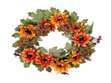 Fall Plastic Hanging Ornament with Sunflowers, Berries and Flowers, Reusable Decoration for Front V1366-AZ2-W-16033