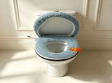 USB-Powered Heated Toilet Seat Cover Set with Soft Plush Fabric, Adjustable Temperature & Timer, V1341-ZY-MHRZXXBW-BLUE