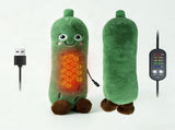 Cartoon Cucumber-Shaped USB Heated Plush Pillow, Soft Plush Body with Cute Embroidered Face, 5-Level V1341-ZY-X9MY3CBA-GREEN