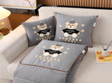 Grey Cap Bear 2-in-1 Foldable Car Pillow Blanket - Cozy 40x40cm Pillow, Unfolds to 100x150cm Blanket V888-ELOSUNG33181