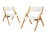 Levede 2x Dining Chairs Foldable PU Beige CH1099-2-BG