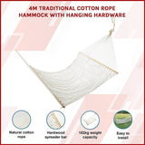 4m Traditional Cotton Rope Hammock with Hanging Hardware V63-836321