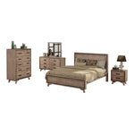 4 Pieces Bedroom Suite King Size Silver Brush in Acacia Wood Construction Bed, Bedside Table & V43-BDS-SSH-4PC-TBY-K