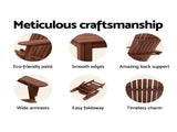 Gardeon Adirondack Outdoor Chairs Wooden Foldable Beach Chair Patio Furniture Brown FF-BEACH-NTLCHAIR-BR