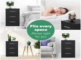 Black White Black Bedside Table with 3 Drawers, Modern Design, 38x35x66cm Storage Cabinet V178-59292