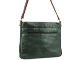 Milleni Ladies Nappa Leather Zip Closure Cross Body Bag Travel - Emerald/Chestnut V563-NL2439-EMERALD_CHESTNUT