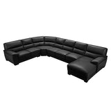 Lounge Set Luxurious 7 Seater Bonded Leather Corner Sofa Living Room Couch in Black with Chaise V43-SOF-HUG-BL