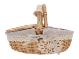 Wicker Picnic Basket with Removable Liner Empty Picnic Hamper Basket with Lid and Handle for Easter V1294-YM0901-3111250051113